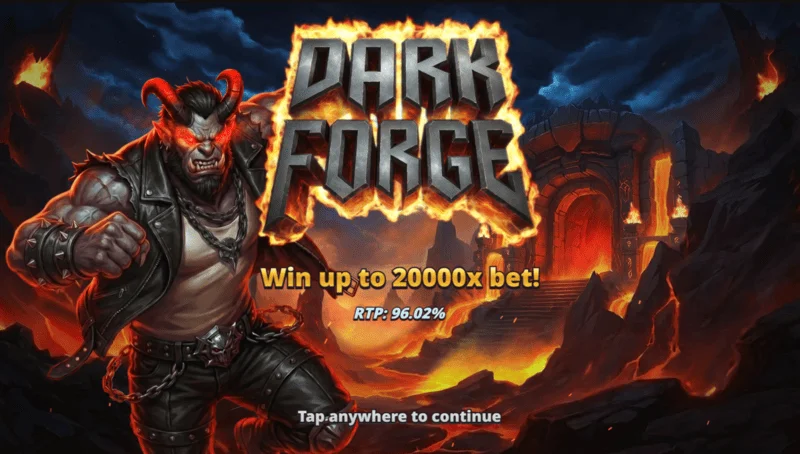Dark Forge - Menú de inicio con temática de forja infernal